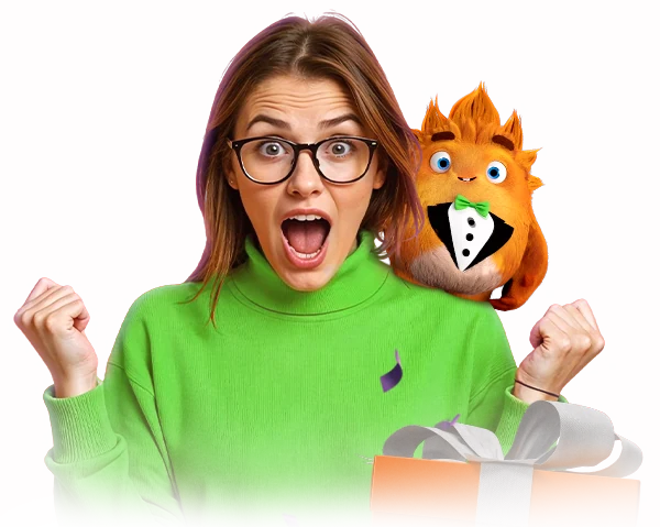 Blije speler met de Albert Heijn casino mascotte